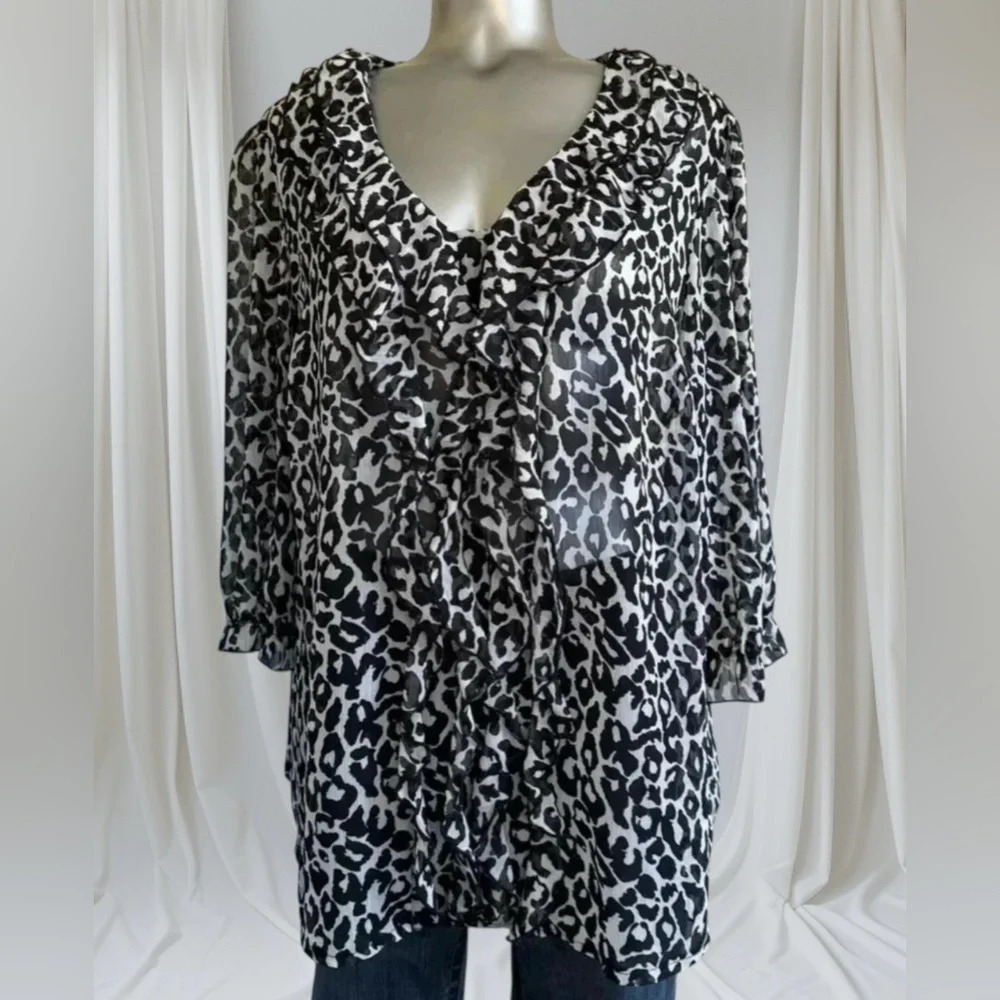 ✅Plus Size Pullover Ruffles Blouse - Picture 4 of 13